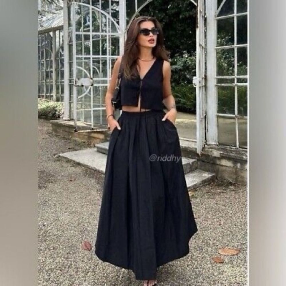 NWT ZARA BLACK VOLUMINOUS SKIRT - Picture 4 of 14